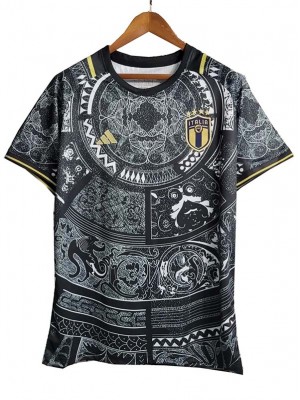 Italy pre-match jersey special training shirt soccer uniform men's sportswear black football tops sports vest 2024-2025